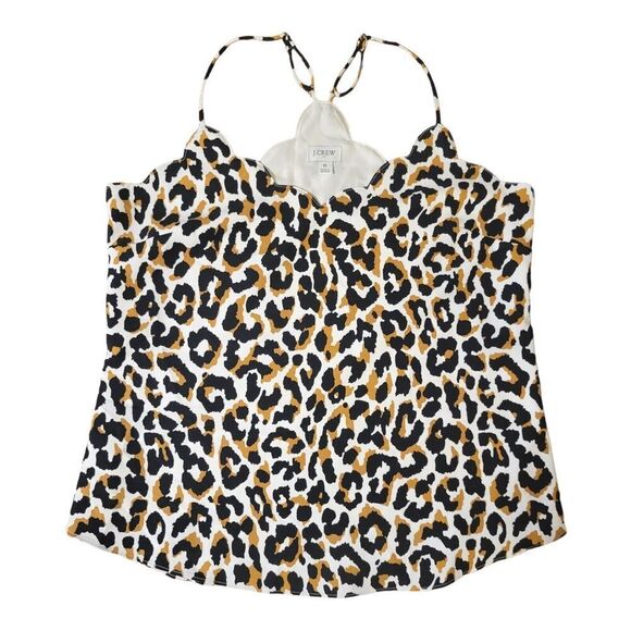 J. Crew Tops - J. Crew Leopard Scalloped Cami Top Womens Size 6 MSRP $54